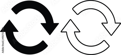 Black and white circular arrows symbolizing exchange and recycling