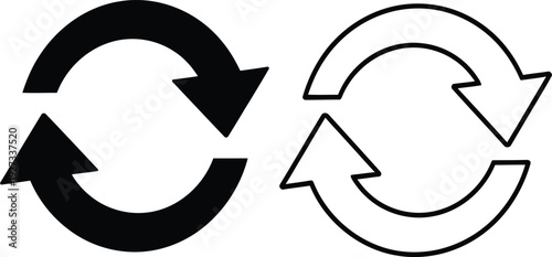 Black and white circular arrow icons for swap or exchange concepts