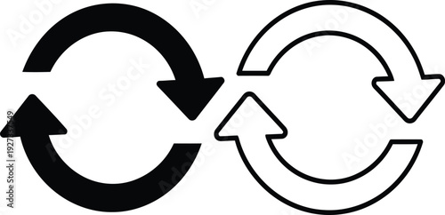 Black and white circular arrow icons for exchange or recycling concept