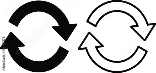 Black and white circular arrows symbolizing exchange and recycling