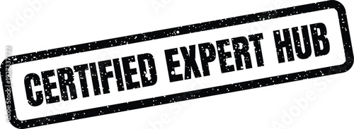 Certified expert hub rectangular stamp with a distressed grunge texture, ideal for knowledge centers and community collaboration initiatives