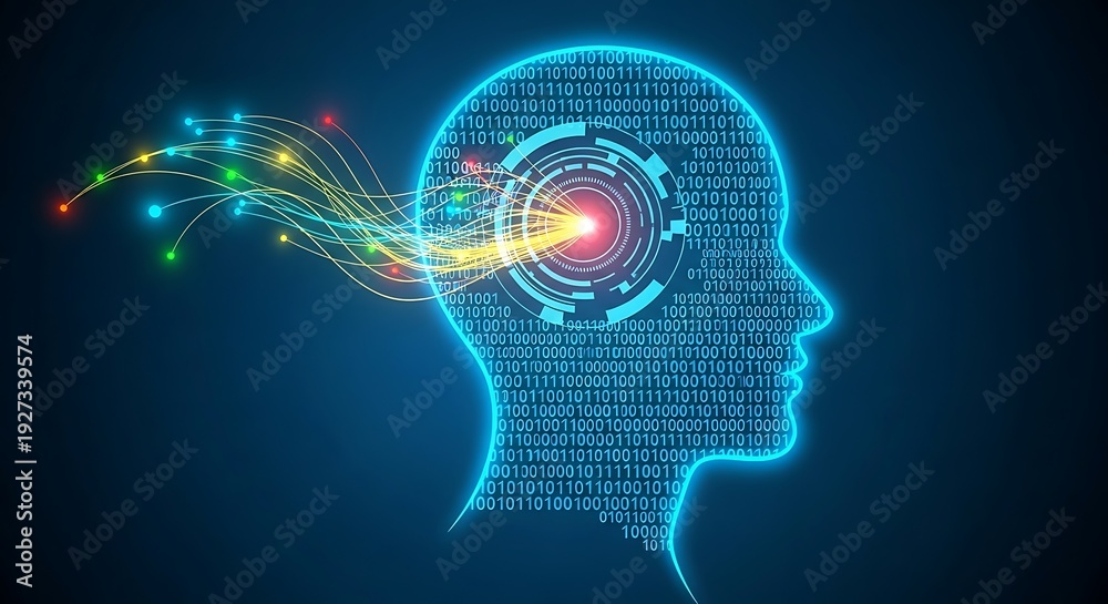 Obraz premium Futuristic Data Streams and Neural Interface