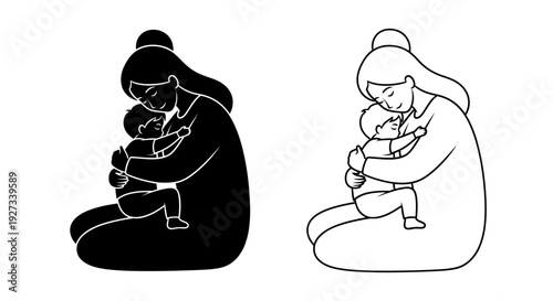 Mother's day love and care embraced by a mother and child Vector