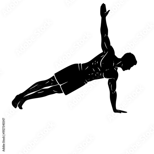 side plank t rotation exercise silhouette vector illustration