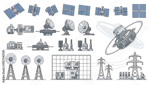 Satellite communication technology elements collection.