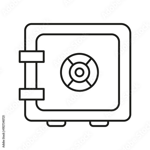 Safe Vault Line Icon. Security And Protection Outline Symbol. Financial Safety, Asset Protection, And Secure Storage Representation. Editable Stroke. Isolated Vector Illustration