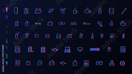 Set of Premium Icon with Gradient for Background Include