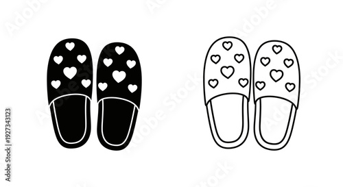 Mother's day slippers with polka dots and hearts design for women Vector