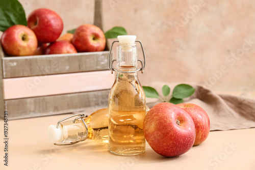 Bottles of fresh apple cide...