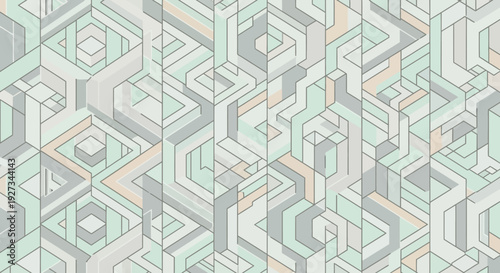 Geometric pattern with layered shapes in pastel colors.