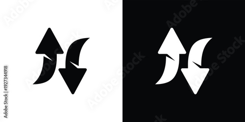 Black and white arrows on contrasting backgrounds symbols directions