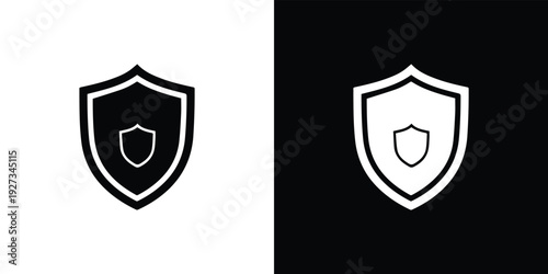 Black and white shield with inner shield outline symbol protection security
