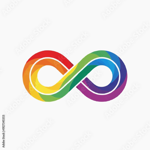 Vibrant rainbow-colored infinity symbol with a distressed texture, representing diversity and endless possibilities.