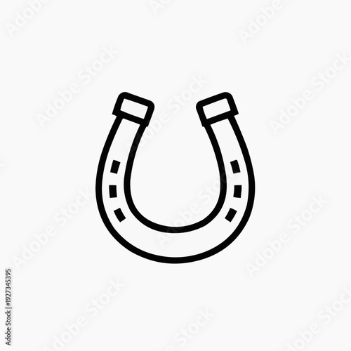 Simple outline illustration of a classic horseshoe, a traditional symbol of good luck and fortune, isolated on white.