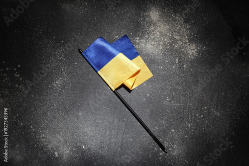 Flag of Ukraine on black gr...