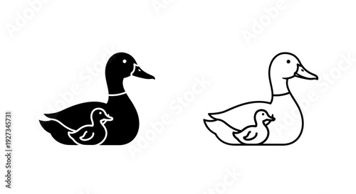 Mother duck with ducklings - mother's day illustration Vector
