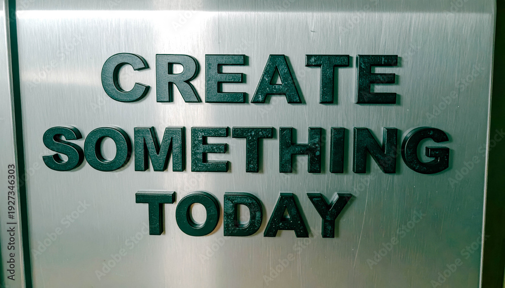 Fototapeta premium Magnetic Poetry Sign Invites Creativity With Bold Letters Encouraging Inspiration in a Dynamic Setting. A Variety of Business Signage