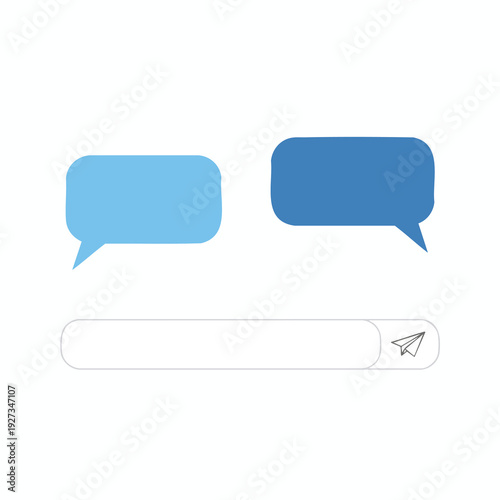 Modern Digital Messaging Illustration with Speech Bubbles and Paper Airplane