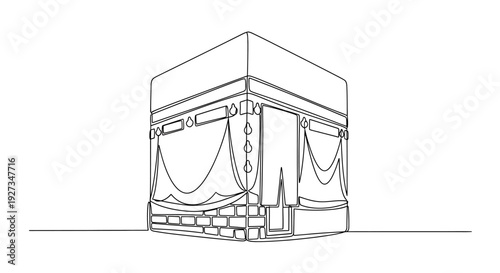 Kaaba Illustration: Minimalist Line Art of Islam's Holiest Site