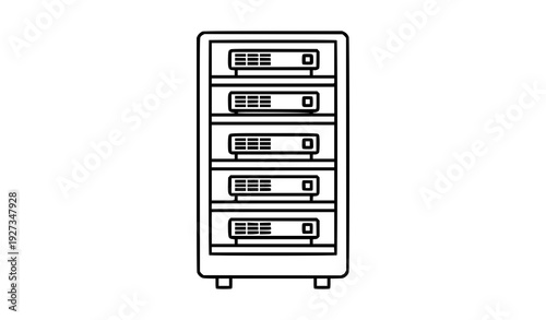 Modern Data Analytics and Structure Linear Outline Vector Icons