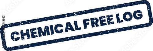 Distressed rectangular stamp effect showing chemical free log text for tracking or record keeping