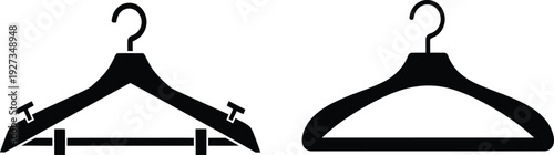 Two black silhouette clothing hangers on for fashion and organization needs