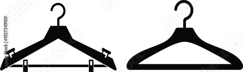 Two black silhouette clothing hangers on for fashion and organization needs