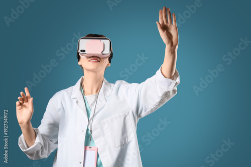 Female doctor in VR glasses...