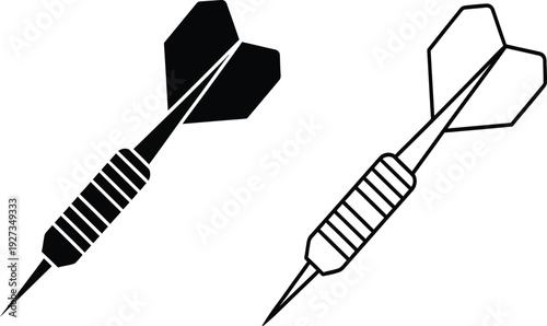 Black and white dart icons in a simple line art style