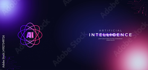 Artificial intelligence abstract background, Technology concept design for banner and web template.
