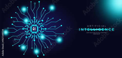 Artificial intelligence abstract background, Technology concept design for banner and web template.