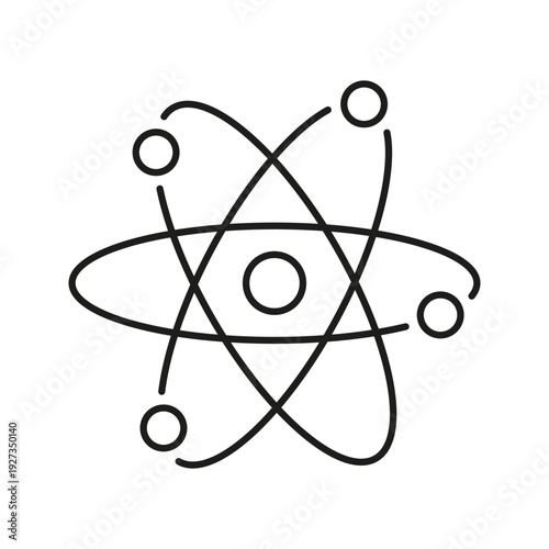 Atom Structure Line Icon. Science, Physics, And Chemistry Symbol. Atomic Model. Educational Research. Editable Stroke. Isolated Vector Illustration