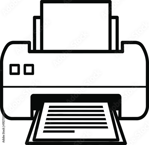 A black and white line drawing of a printer