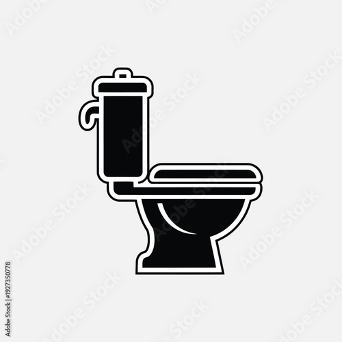 Toilet Bowl Icon - Bathroom Fixture and Plumbing