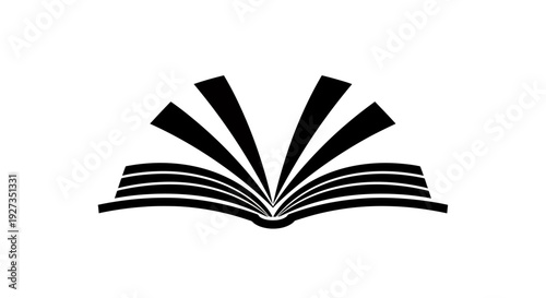 Open book silhouette graphic symbolizing reading, learning, and education theme.