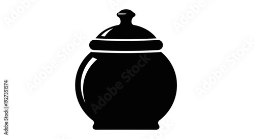 Black Ceramic Tea Pot Silhouette Illustration.