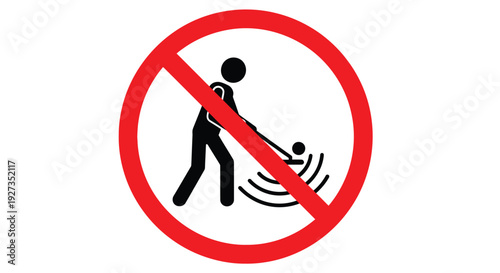 Vector graphic illustration depicting a clear prohibition sign against metal detecting activities, emphasizing rules for preserving sites and preventing damage.