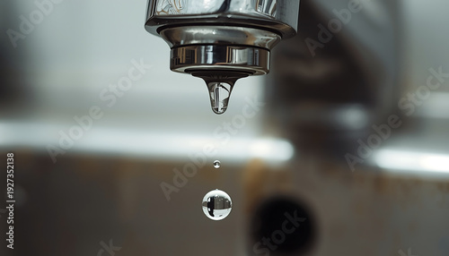 A dripping faucet highlights the importance of water conservation and efficient use of this precious resource.