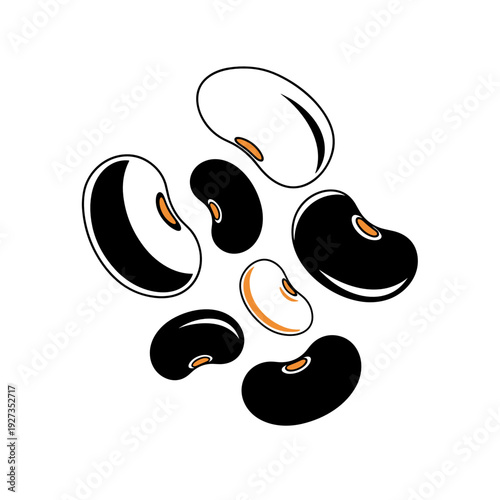 Scattered Beans Minimal Food Vector Illustration Top View