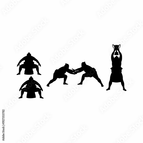 Sumo Wrestler Silhouettes Set - Japanese Martial Arts Icons