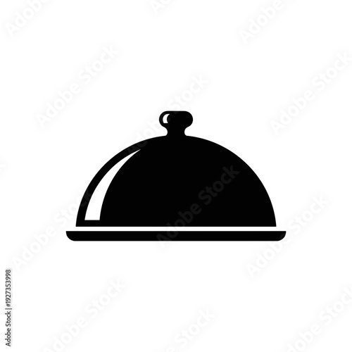 Black Cloche Serving Dish Icon Illustration.