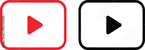 Play button icons for video platforms in red and black