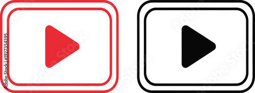 Play button icons for video players in red and black