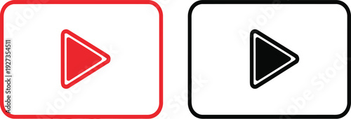 Play button icons in red and black on for video or media controls