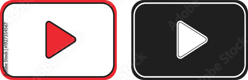 Play button icons for video players in red and black colors