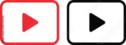 Play button icons for video players in red and black