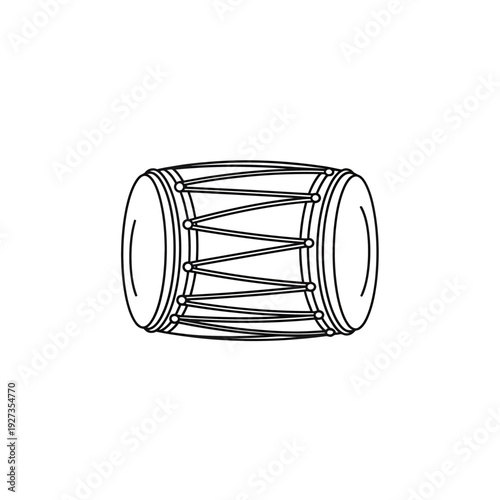 Black and white illustration of a drum viewed from the side