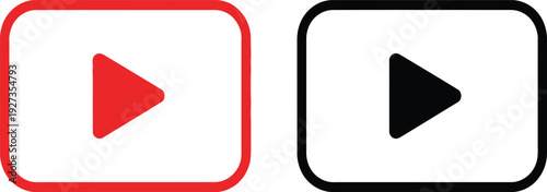 Play button icons for video players in red and black