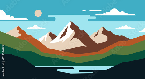minimal flat vector Mountain Landscape