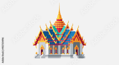 Wallpaper Mural Thai Temple Illustration Torontodigital.ca